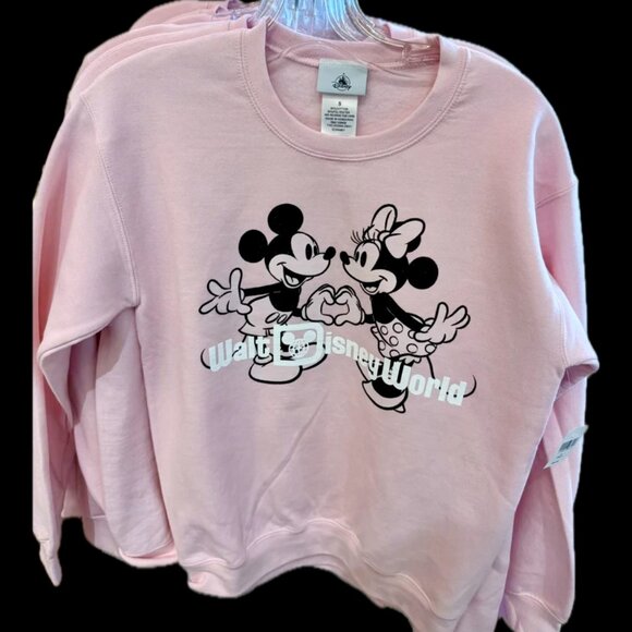Disney Tops - NWT Disney Parks Minnie Mickey Pink Crewneck Sweatshirt Adult XL
